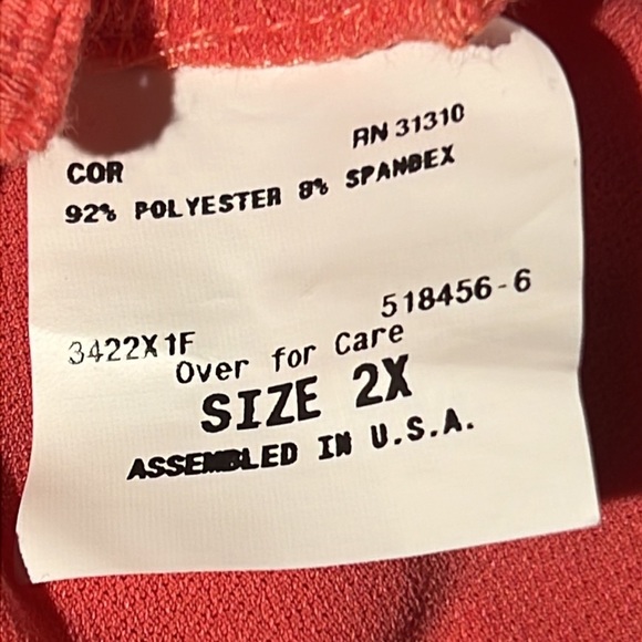 Women's Blouse Size 2X Pink Coral Short Sleeve - Picture 4 of 5